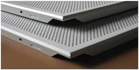 Close view of perforated clip-in tiles and their edge detail