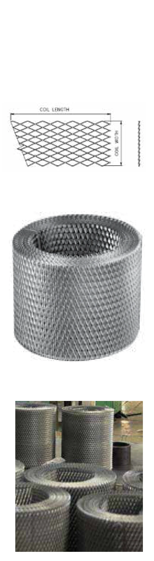 FERREX coil lath: mesh detail, a single coil and stacked coils