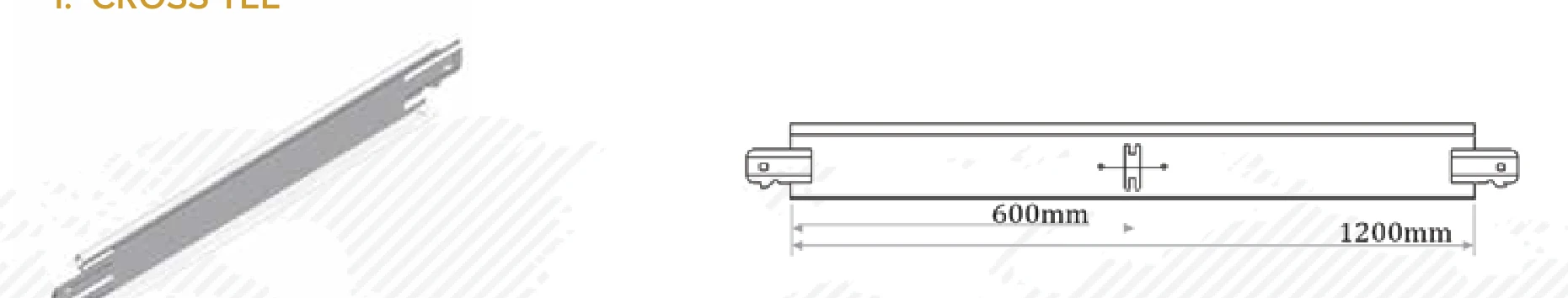 FERREX cross tee elevation drawing marked 600mm and 1200mm