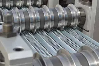 Roll-forming rollers shaping ribbed expanded metal mesh