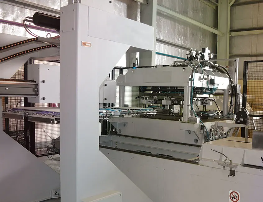 Sheet metal production machinery on a factory floor